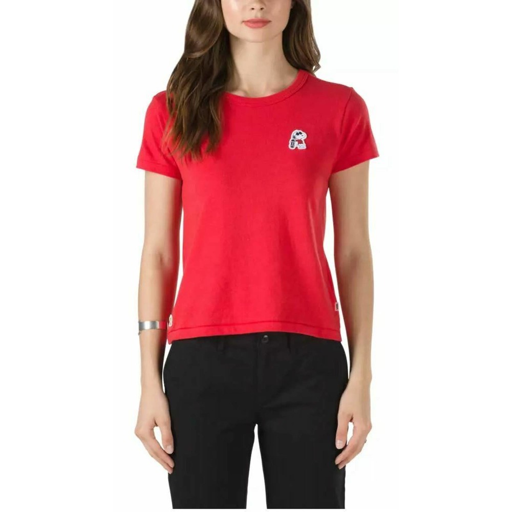 Vans Red Short Sleeve Crewneck Tee with Small Logo NWT